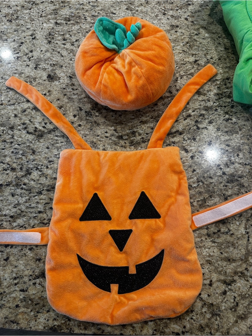 Kids Orange Pumpkin Costume Set with Jack-O'-Lantern Face